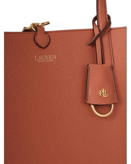 Ralph Lauren White Logo-Plaque Pebbled Tote Bag