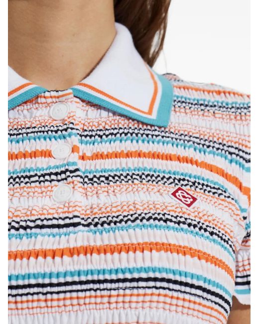 Casablanca Gray Striped Cotton Polo Shirt