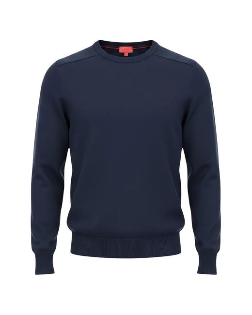 Isaia Blue Crew-Neck Long-Sleeve Sweater for men