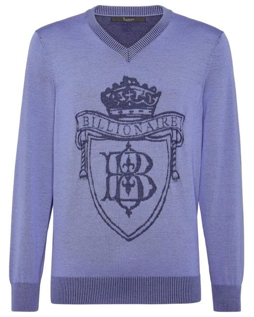 Billionaire Blue Silk Pullover for men