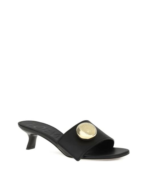 Loewe Black Pebble Logo-Detail Sandals