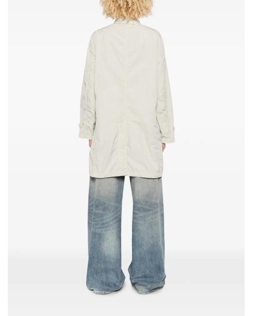Aspesi White Manteau Mi-Long Droit