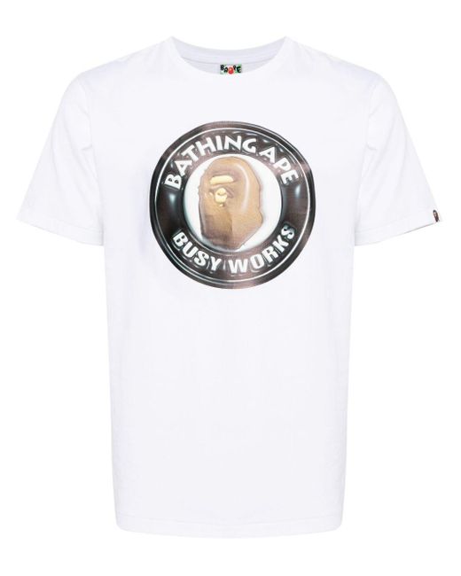 A Bathing Ape White 3d Busy Works T-shirt for men