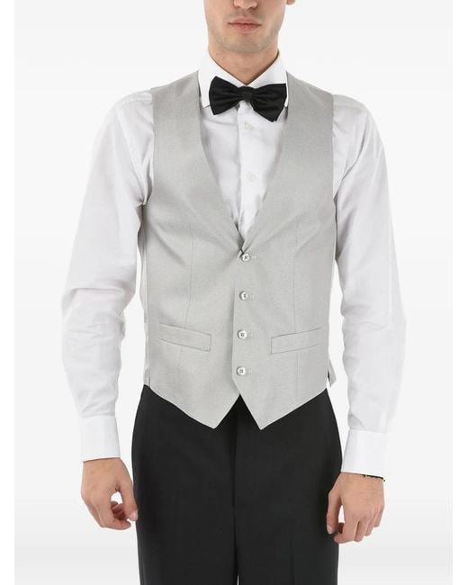 Corneliani White Single-Breasted V-Neck Waistcoat for men