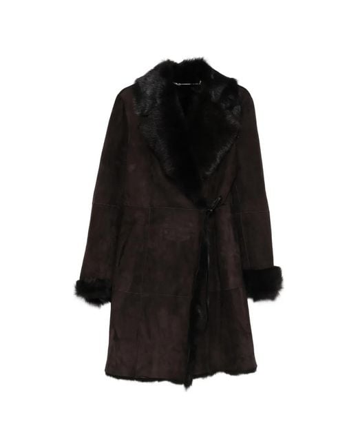 Nour Hammour Black Manteau Joni En Peau Lainée