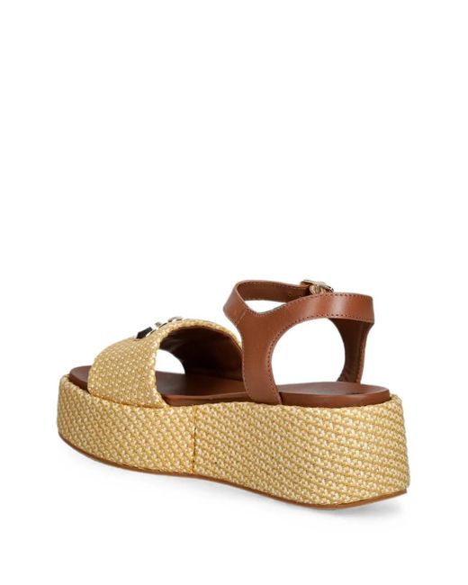 Love Moschino Natural Heart-Plaque Platform Sandals
