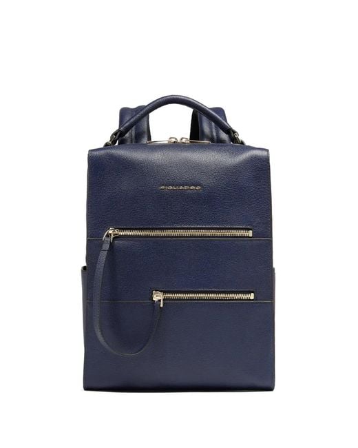 Piquadro Blue Patricia Leather Backpack