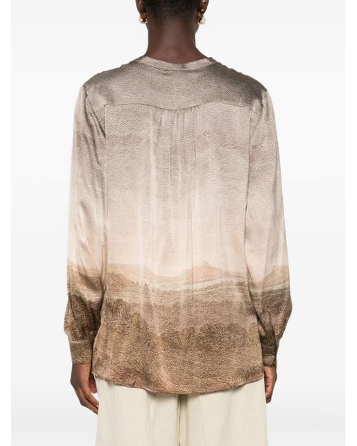 Pierre Louis Mascia Natural Adastrgum Landscape-Print Silk Top