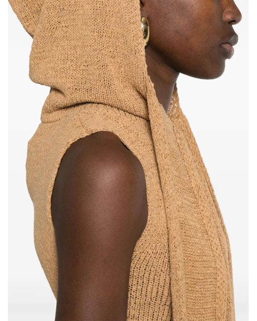 AYA MUSE Gebreide Mini-Jurk Met Capuchon in het Brown