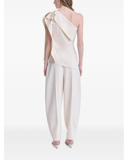 FFORME White One-Shoulder Ruffled Top