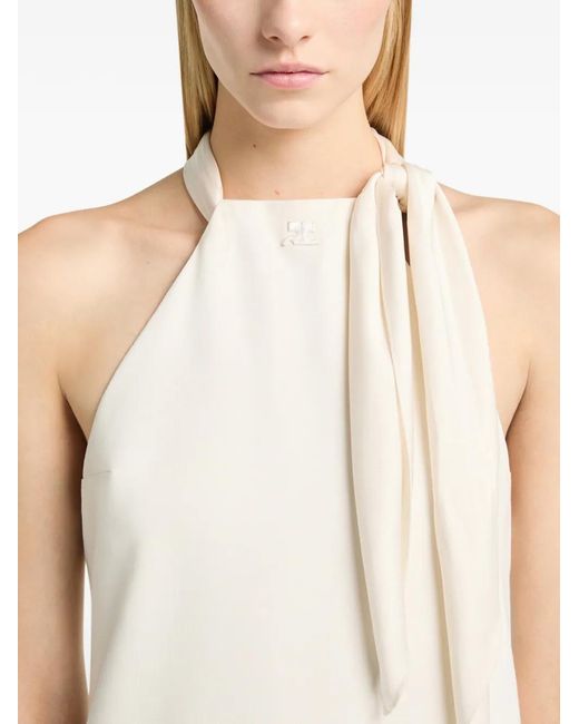 Courreges White Neck-Detail Mini Dress