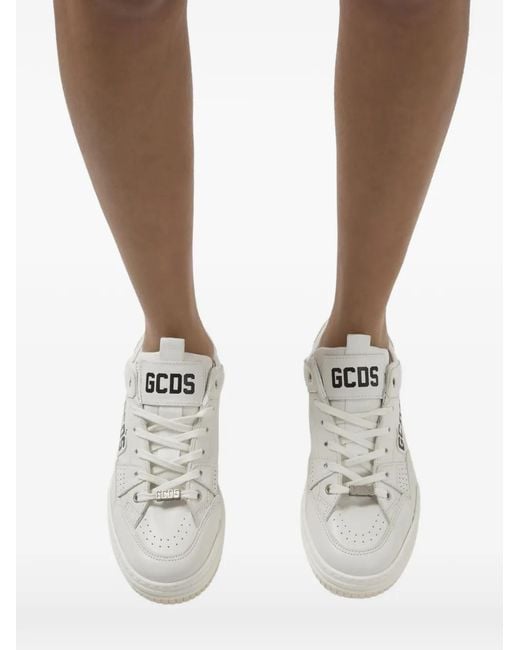 Gcds White Logo-Appliqué Sneakers