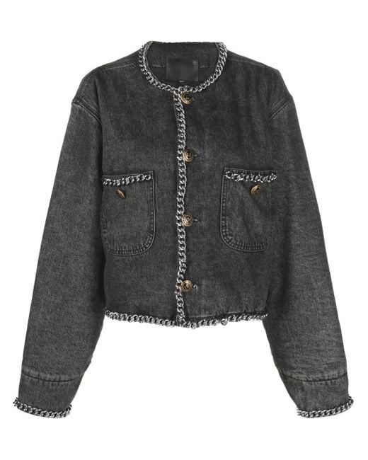 R13 Black Chain-Embellished Denim Jacket