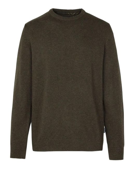 Barbour Green Elbow Patch Wool Sweater for men