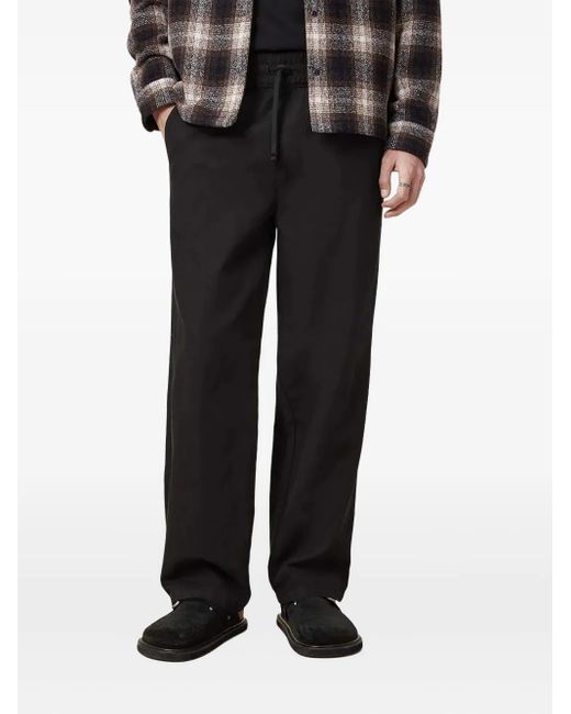AllSaints Black Hanbury Drawstring-Waist Trousers for men