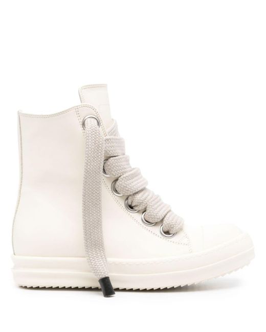 Rick Owens White Jumbo Leather Sneakers