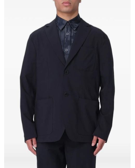 ARMANI EXCHANGE Blue Single-Breasted Blazer for men