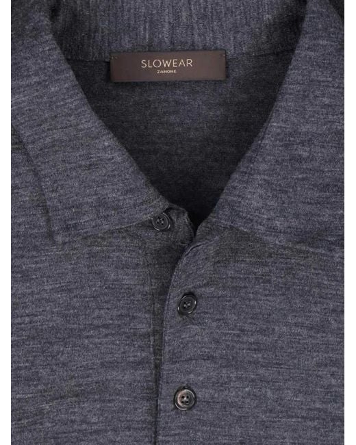 Zanone Blue Buttoned Polo Shirt for men