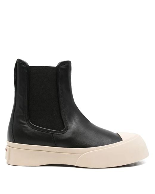 Marni Black Elastic-panel Leather Boots for men