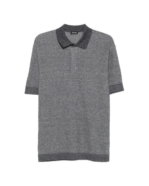 Zegna Gray Short-Sleeves Polo Shirt for men