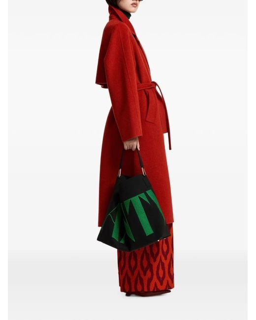 Essentiel Antwerp Red Belted Notched-Lapels Coat