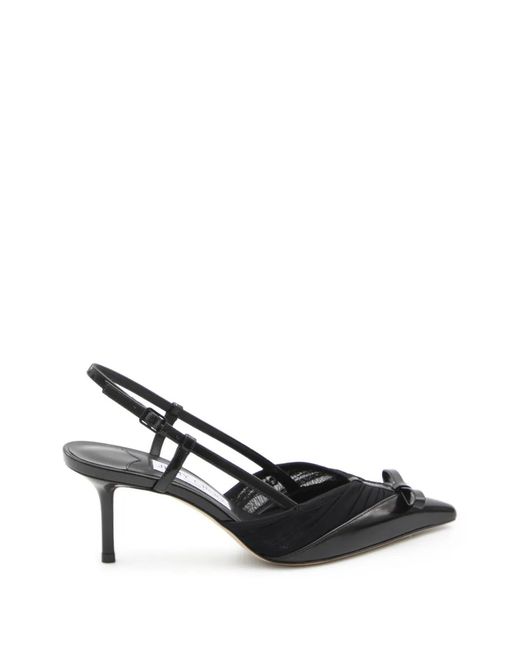 Jimmy Choo Black Afia Mesh Slingback Pumps