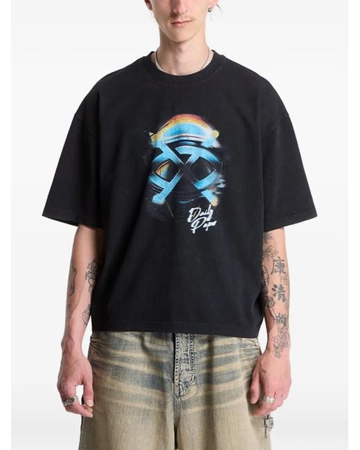 Daily Paper Black Shield Helmet Graphic-Print T-Shirt for men