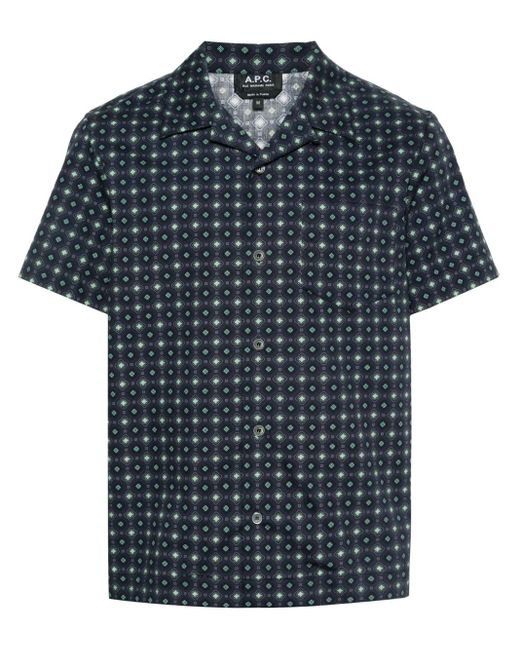 A.P.C. Blue Lloyd Geometric-Print Cotton Shirt for men