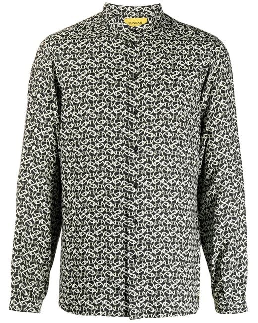 Dundas Gray Monogram Button-Up Shirt for men