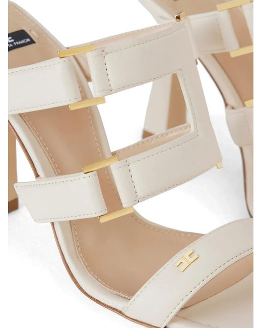 Elisabetta Franchi White Logo-Detail Strap Sandals