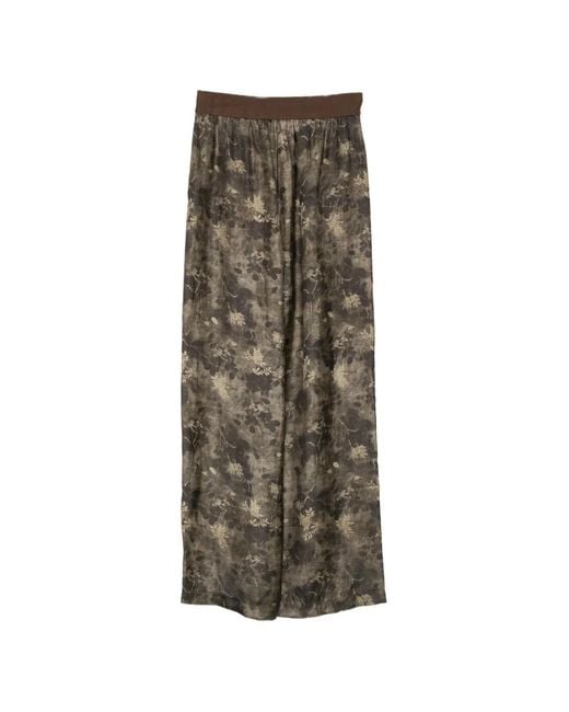 Uma Wang Brown Floral-Print Wide-Leg Trousers