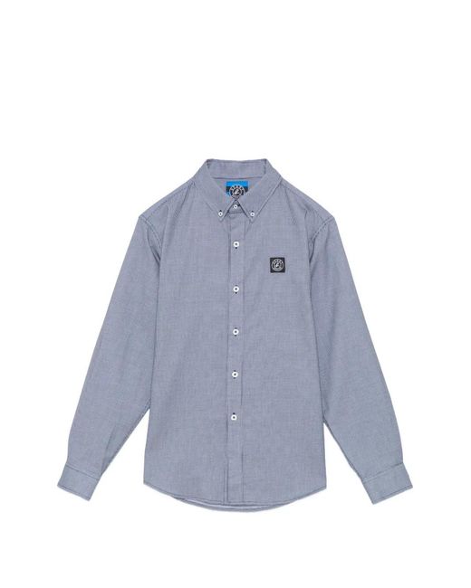 SPORT b. by agnès b. Blue Chemise À Carreaux Ornée D'Un Logo Patché for men