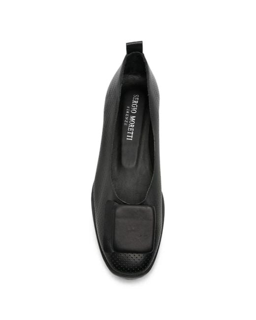 SERGIO MORETTI FIRENZE Black Perforated Ballet Flats