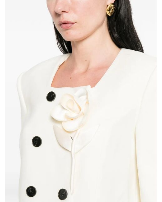 Self-Portrait White Floral Detail Fitted Jacket