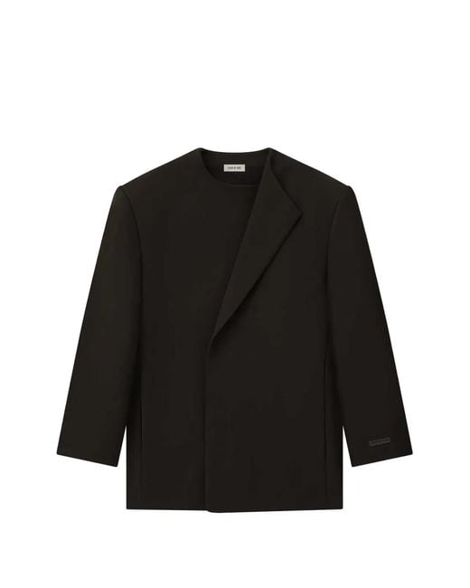 Fear Of God Black Crewneck Belted Wrap-Design Jacket for men