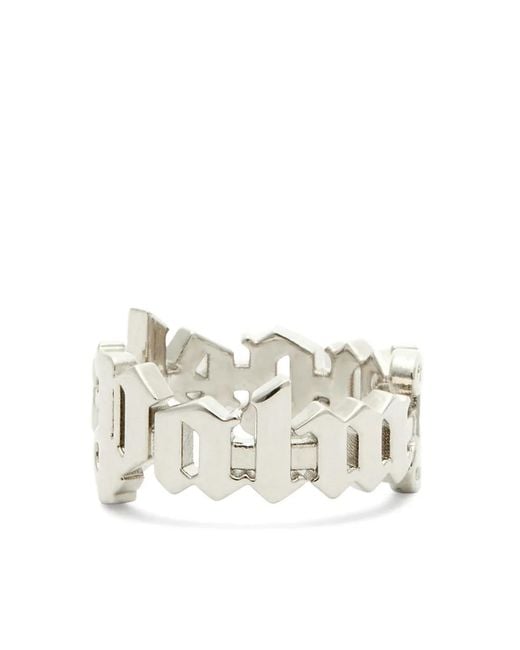 Palm Angels Runder Ring Mit Logo in White für Herren