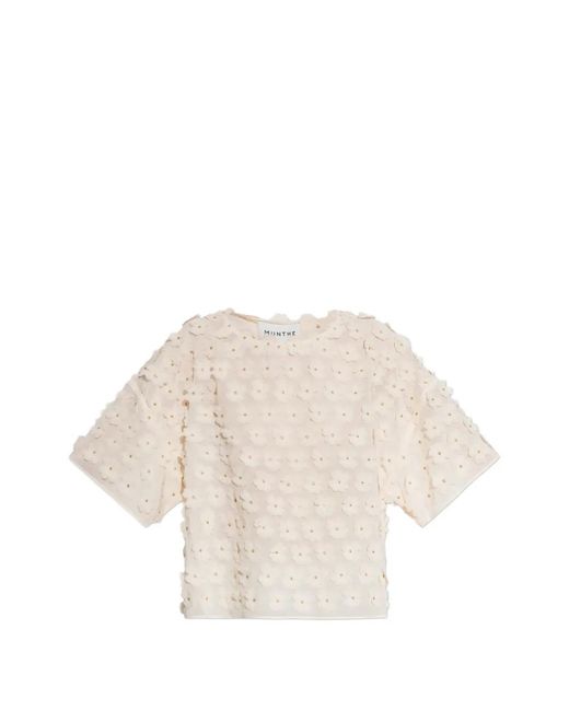 Munthe White Floral-Applique Blouse