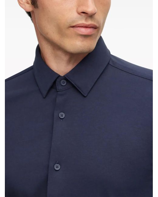 Boss Blue Long-Sleeve Button-Up Shirt for men