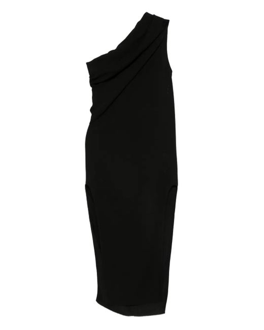 Robe Mi-Longue Drapée À Une Épaule Rick Owens en coloris Black
