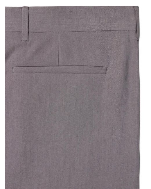 Paul Smith Gray Pressed-Crease Relaxed-Fit Linen Trousers for men