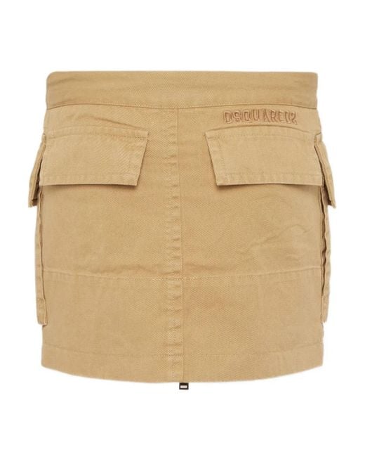 DSquared² Natural Drawstring-Waist Mini Skirt
