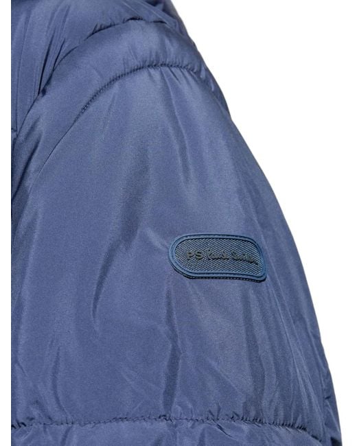 Paul Smith Blue Hooded Padded Parka Coat for men