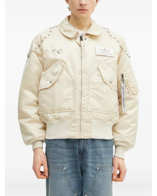 Alpha Industries Natural X Thug Club Stud-Embellished Patch Jacket for men