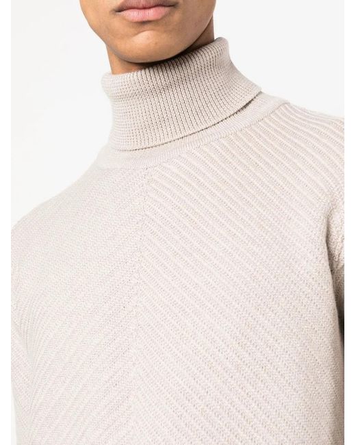 Lardini White Ribbed Roll-Neck Jumper for men