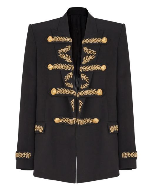 Balmain Black Embroidered Crepe Jacket for men