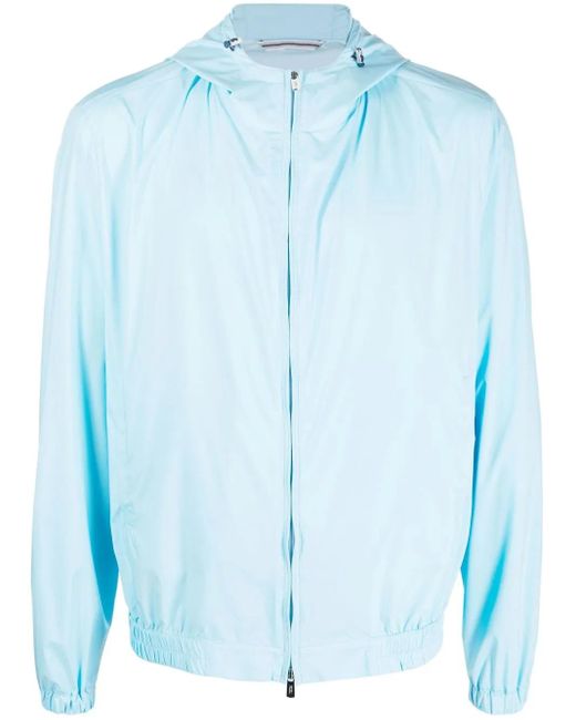 Fedeli Blue One-Tone Zip-Up Jacket for men