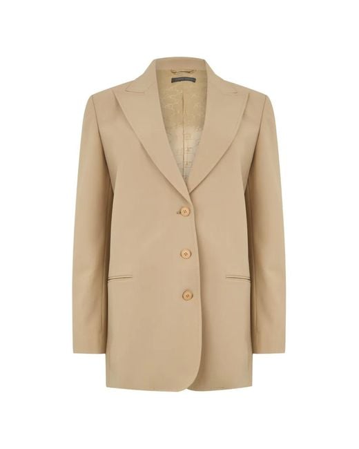 Alberta Ferretti Natural Oversized Single-Breasted Jacket