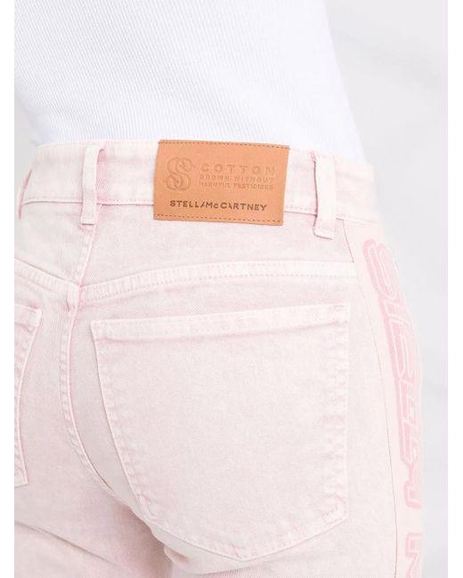 Stella McCartney Pink Logo Tape Slim Jeans