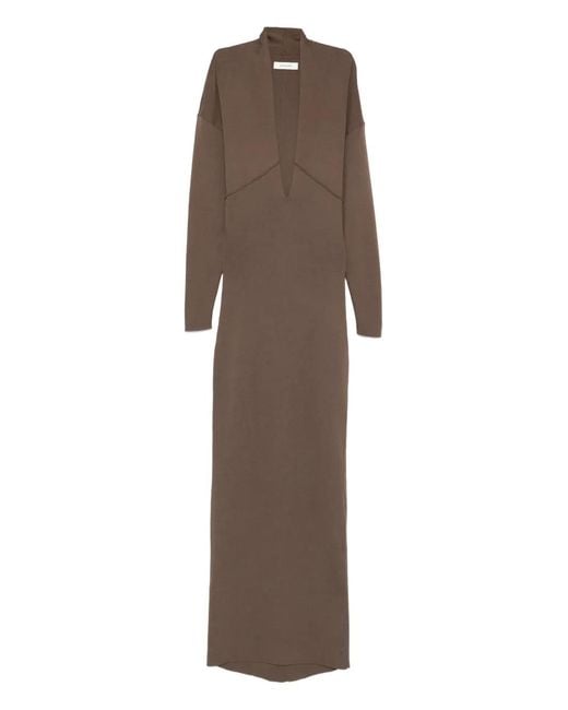 Entire studios Brown Rallel V-neck Long-sleeve Maxi Dress