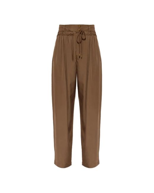 Isabel Marant Brown Inaya Drawstring-Waist Straight Trousers